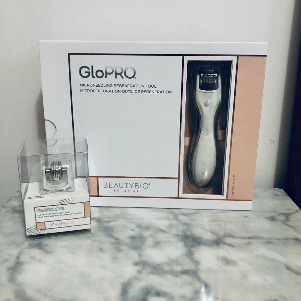 NEW BEAUTYBIO GloPro Microneedling Regeneration Tool + Eye MicroTip Attachment